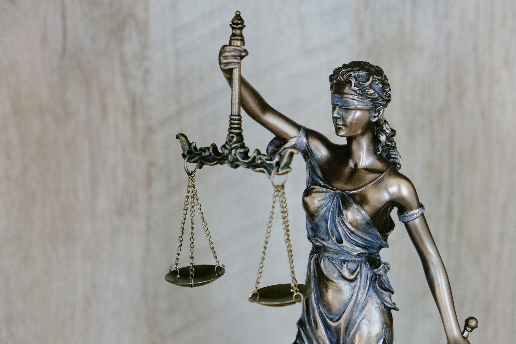Scales of justice in a modern law office